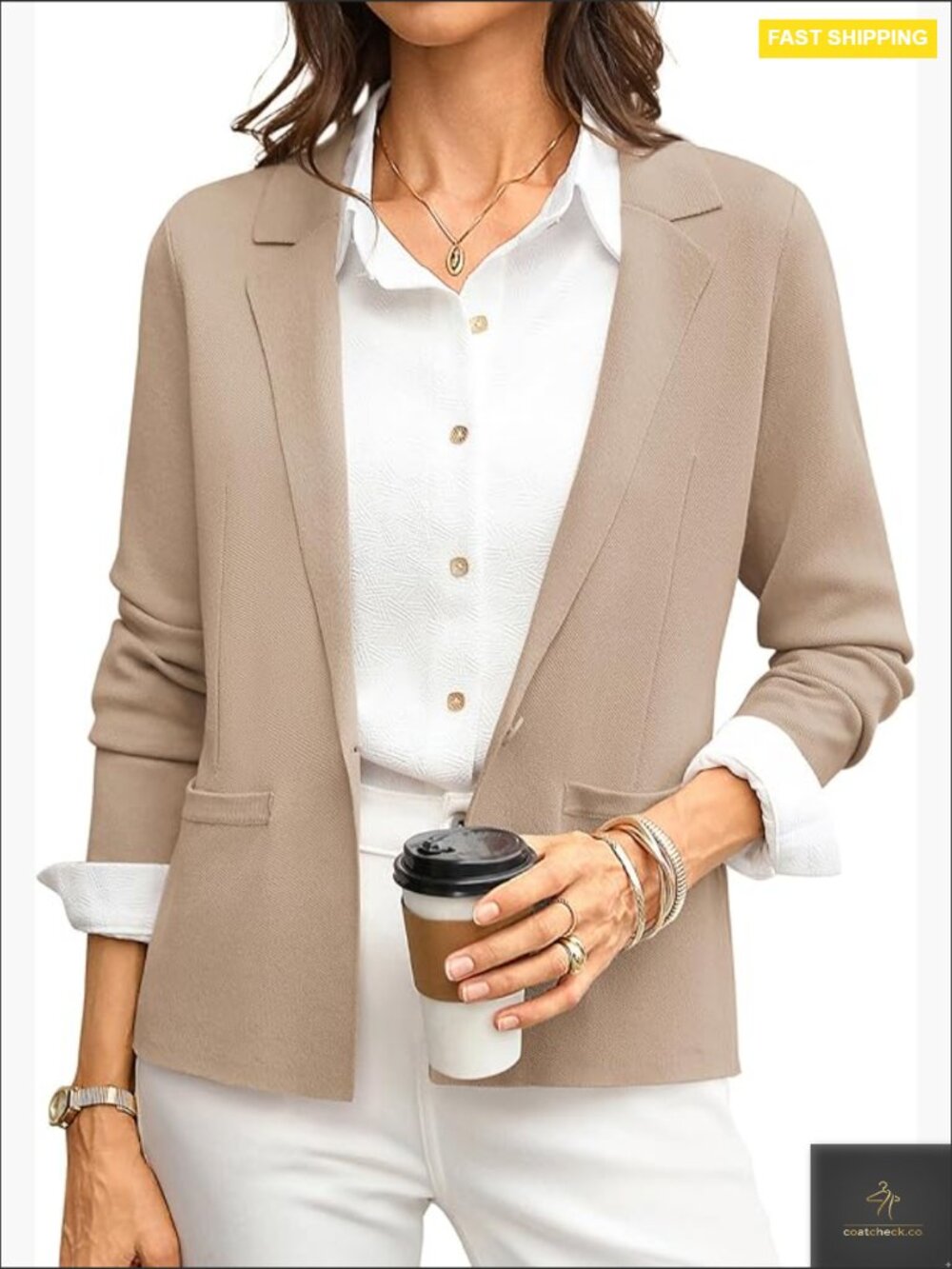 Lightweight Knit Blazer Cardigan Business Casual Office Work Wear Cropped